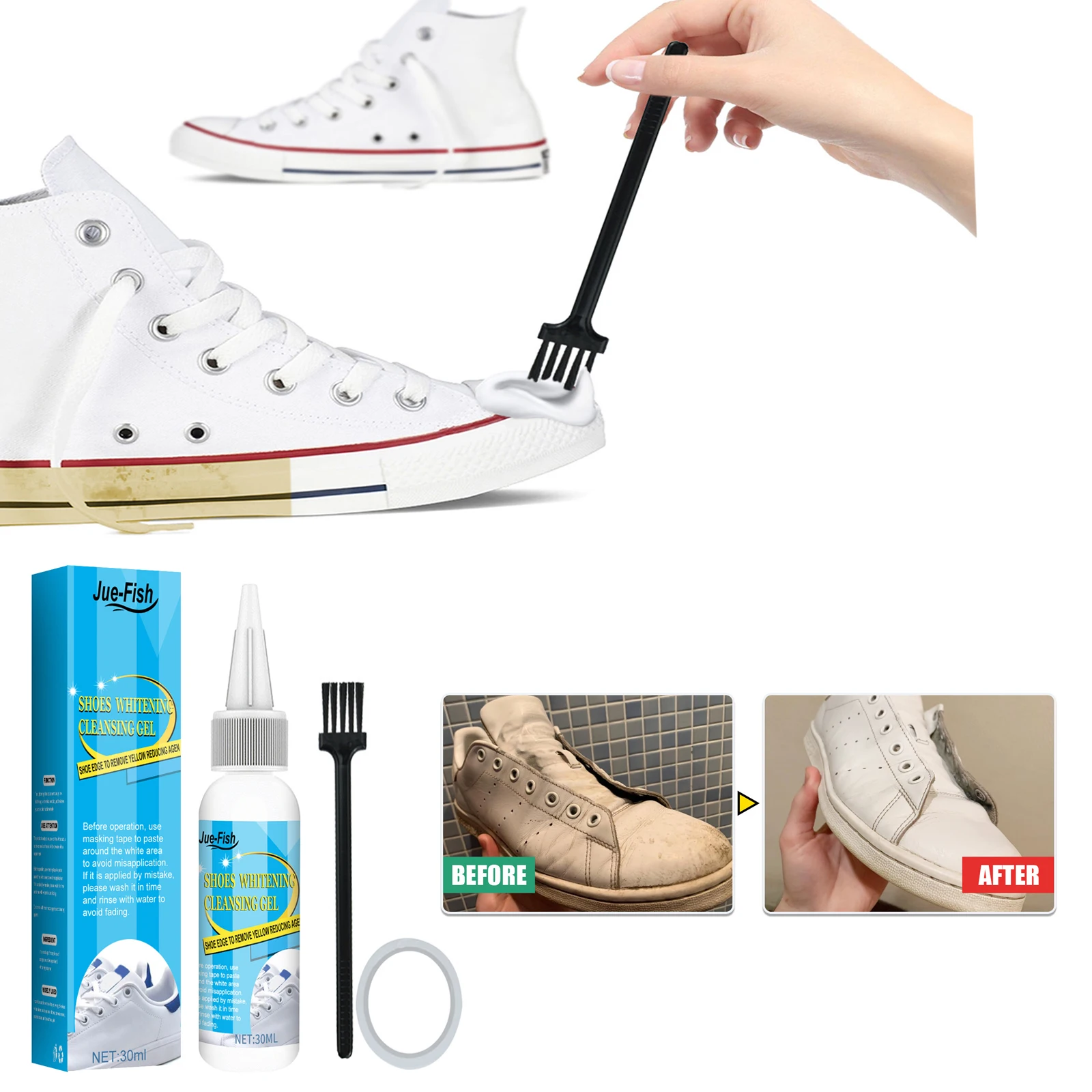 Sneaker Shoe Care Kit - White Shoes Cleaning Gel Stain Dirt