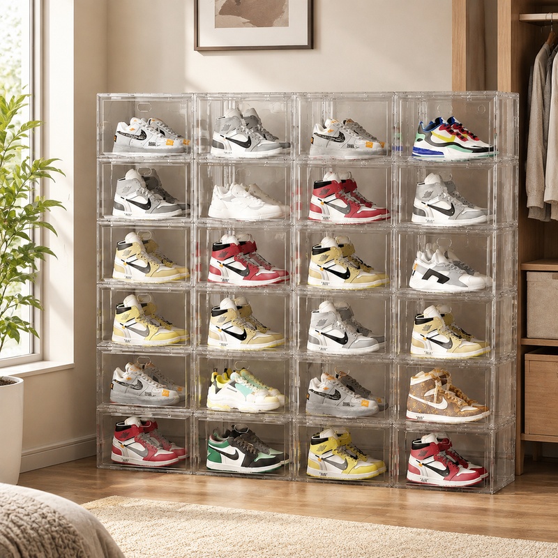 Clear Plastic Shoe Organizer B - Sneaker Case 评论和价格